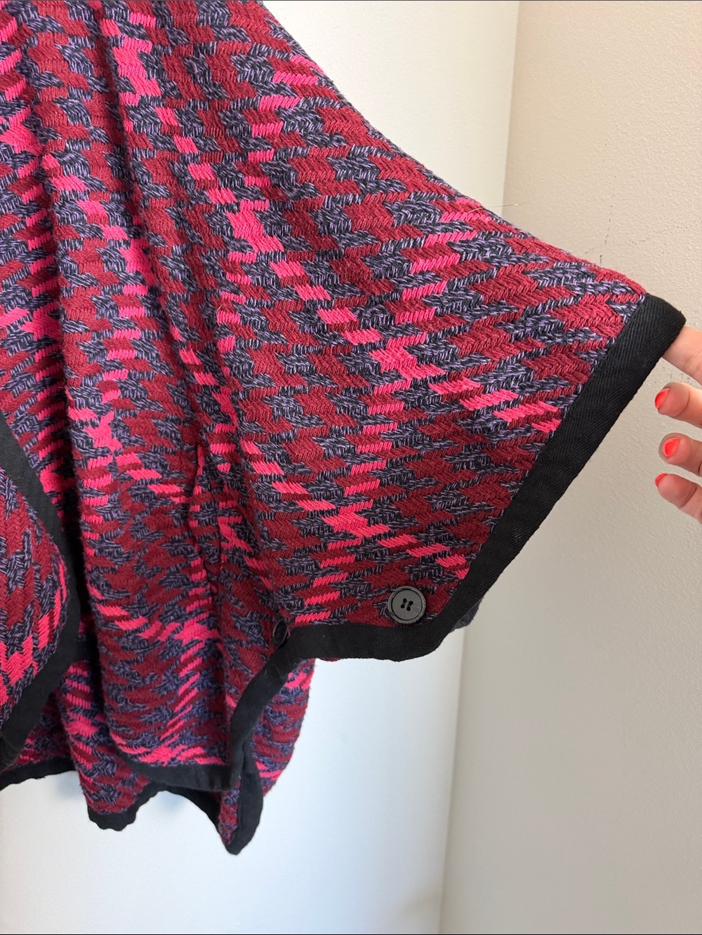 ModCloth Little Plaid Riding Hood Cape Poncho XS/S- Up to Large Boho Winter - Picture 3 of 7